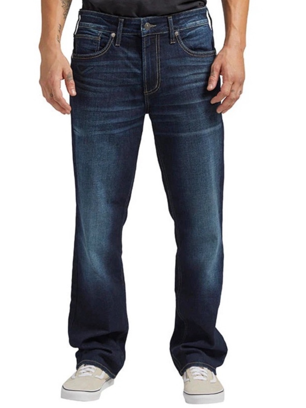 Silver Men's Grayson Easy Fit Straight Leg Jeans Dark Wash Stretch size 33x34